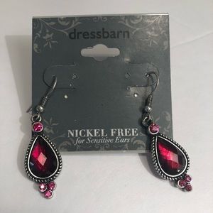 Dress Barn  red-raspberry crystal earrings 2”